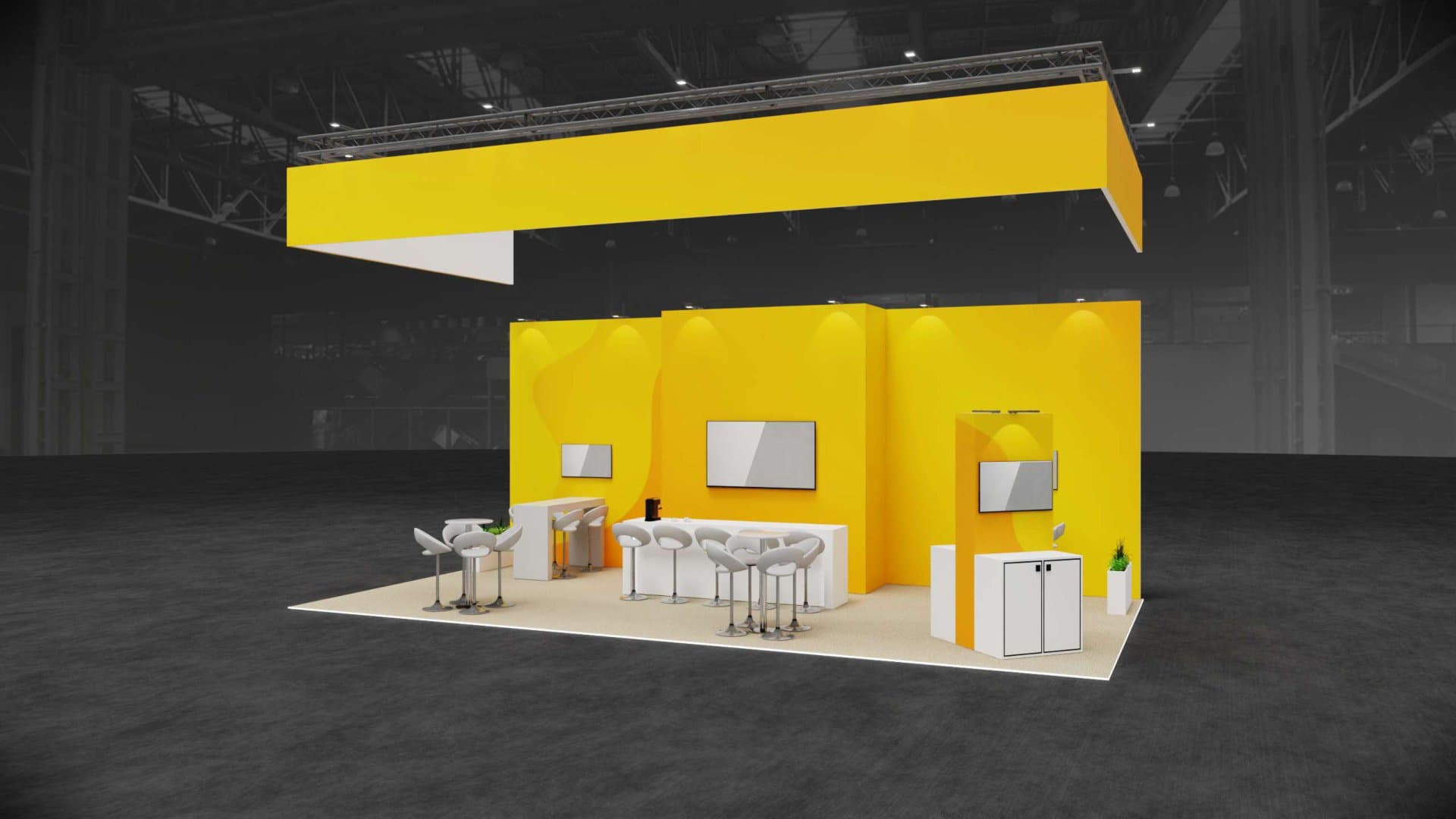 Beursstand 10 × 5 m (GO-pakket) 3D-render