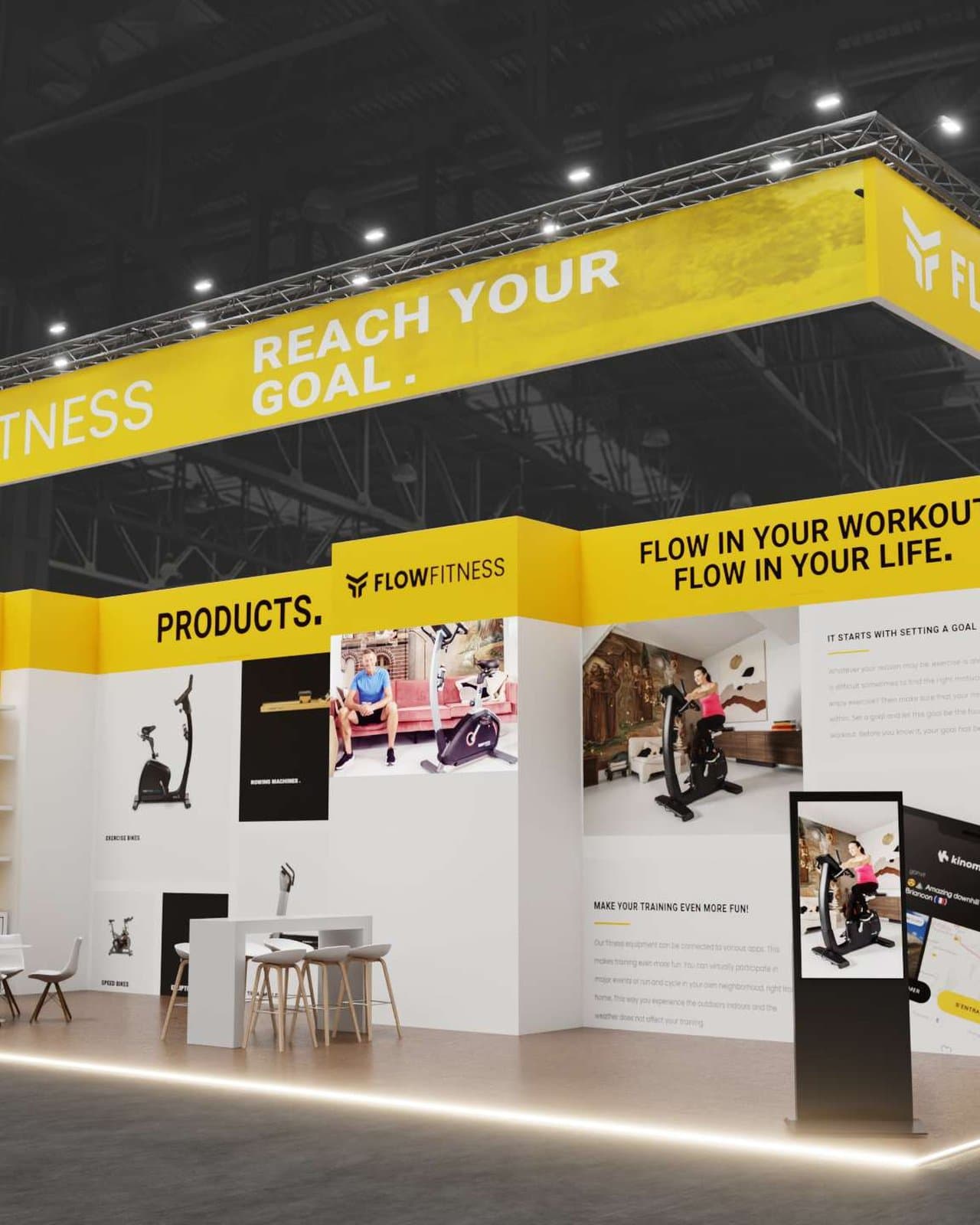 FlowFitness - reach your goal - FlowFitness ca. 14 × 5 m modulaire beursstand